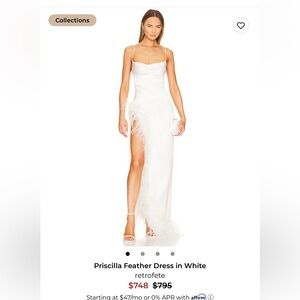 Retrofete White Asymmetrical Feather Dress
